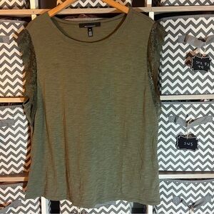 White House Black Market Olive Green Short Sleeve Top
